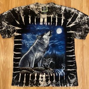 TieDye ScreenPrinted Glow in the Dark Howling Wolf Tee